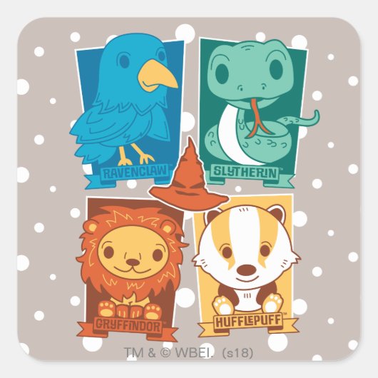 ハリーポッター™ |漫画ホグワーツ™ハウス スクエアシール (正面)