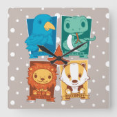 ハリーポッター™ |漫画ホグワーツ™ハウス スクエア壁時計 (正面)