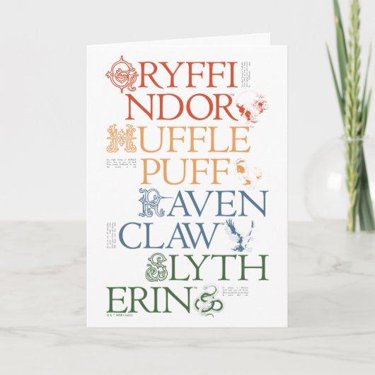 ハリーポッター™ |繊細なスケッチHOGWARTS™ハウス カード (正面)