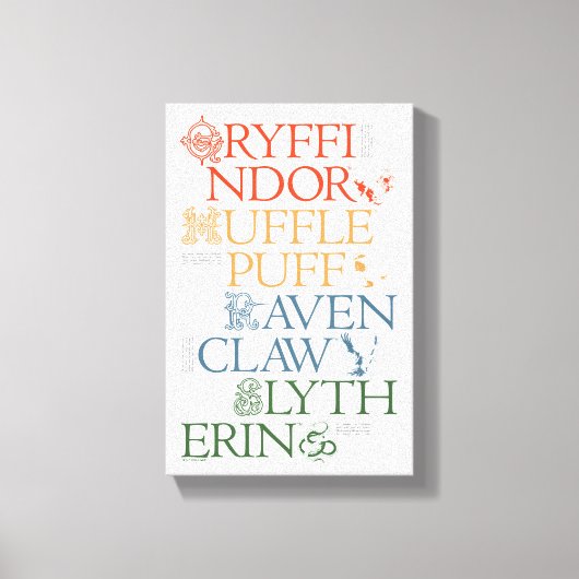 ハリーポッター™ |繊細なスケッチHOGWARTS™ハウス キャンバスプリント (正面)