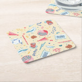 ハリーポッター™誕生祝いパターン スクエアペーパーコースター (アングル)