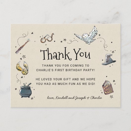 ハリーポッター 1歳の誕生日お礼 ポストカード (正面)