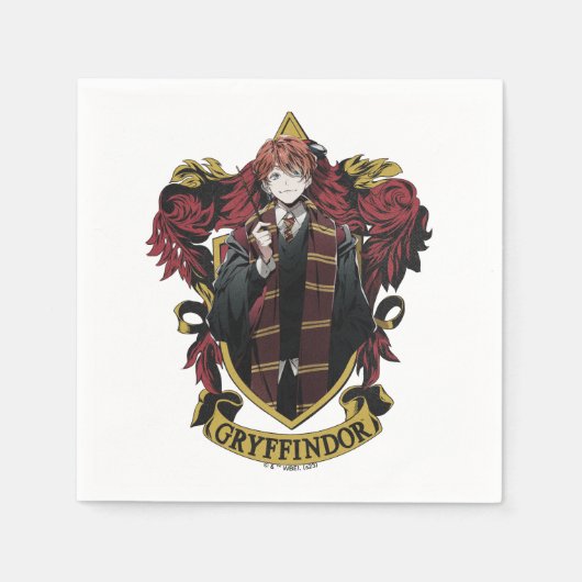 ハリーポッター™ | Anime Ron Weasley House Crest スタンダードカクテルナプキン (正面)