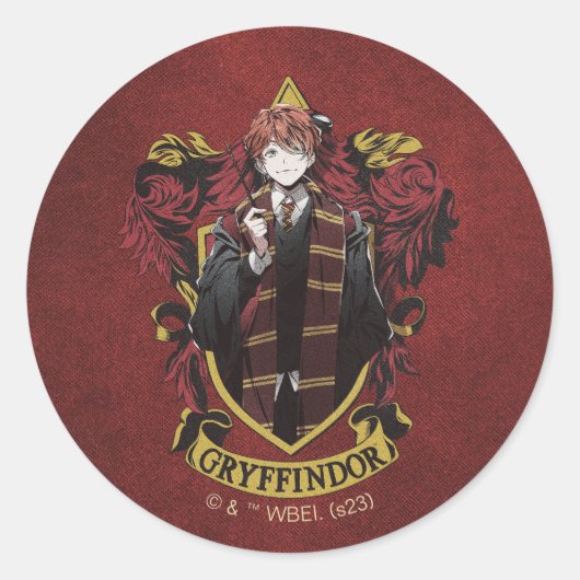 ハリーポッター™ | Anime Ron Weasley House Crest ラウンドシール (正面)