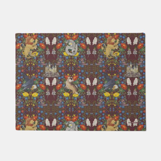 ハリーポッター™ | Burgundy水彩のアイコンパターン ドアマット (正面)