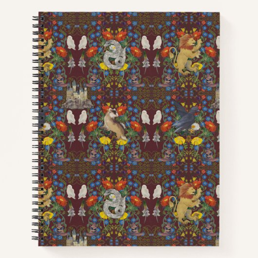 ハリーポッター™ | Burgundy水彩のアイコンパターン ノートブック (正面)