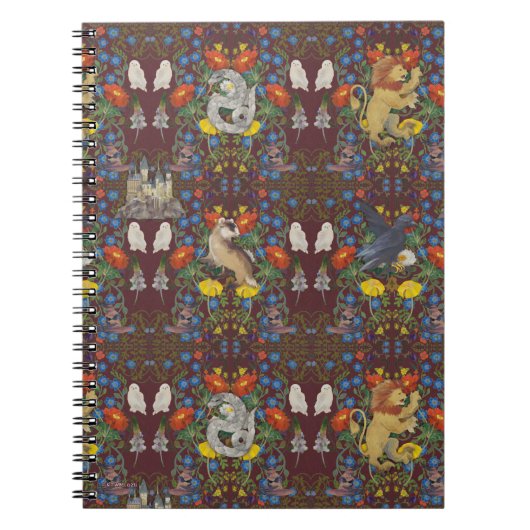 ハリーポッター™ | Burgundy水彩のアイコンパターン ノートブック (正面)