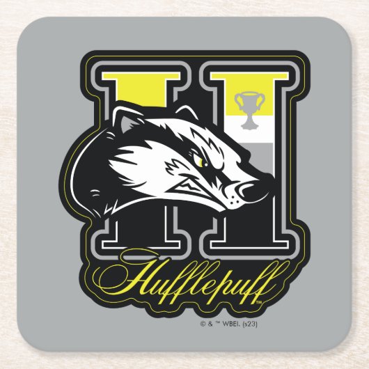 ハリーポッター™ | HUFFLEPUFF™アスレティックバッジ スクエアペーパーコースター (正面)