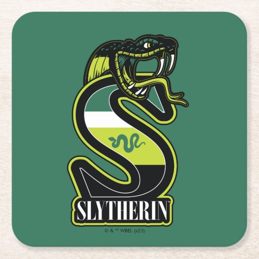 ハリーポッター™ | SLYTHERIN™アスレティックバッジ スクエアペーパーコースター (正面)