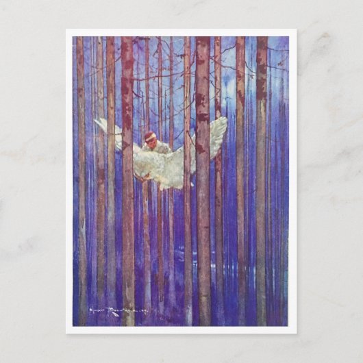 ハリーラウンドツリーチャイルドライディングホワイトバードポストカード ポストカード (正面)