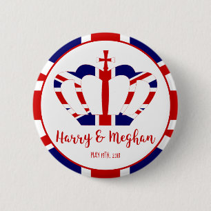 ハリー及びMeghanの王冠 の王室のな結婚式のお祝い 缶バッジ