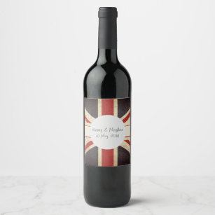 ハリー及びMeghan英国国旗のワインのラベル ワインラベル