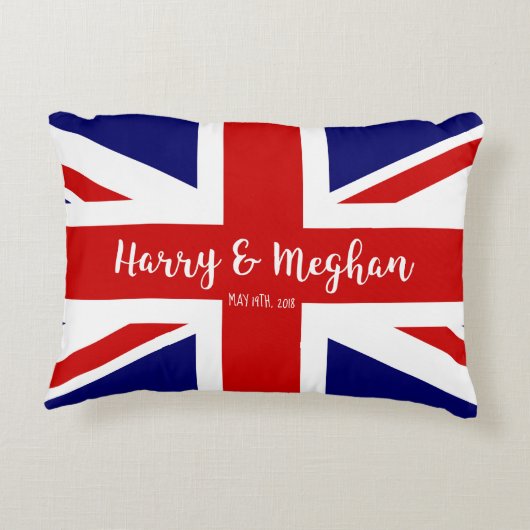 ハリー及びMeghan |の王室のな結婚式の記念 アクセントクッション (裏面)