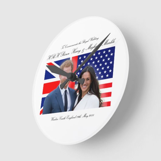 ハリー王室の結婚王子とメガンマークル王子 ラウンド壁時計 (傾斜)