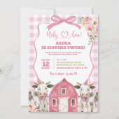 ハリー・カウ・ツインズ・ベイビーシャワー招待状 招待状 (正面)