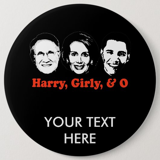 ハリー、ガーリー、およびO 缶バッジ (正面)