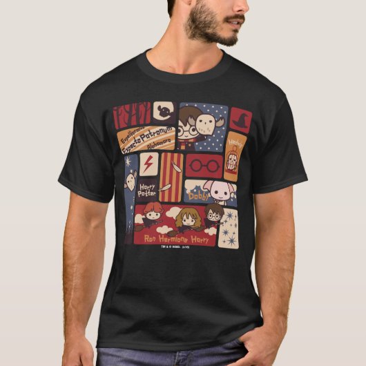 ハリー・ポッターシリーズの漫画場面パターン Tシャツ (正面)
