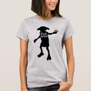 ハリー・ポッターシリーズ の"自由なドビー"のシルエットのタイポグラフィ Tシャツ