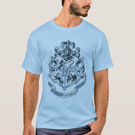 ハリー・ポッターシリーズ| Hogwartsの頂上-青 Tシャツ (正面)