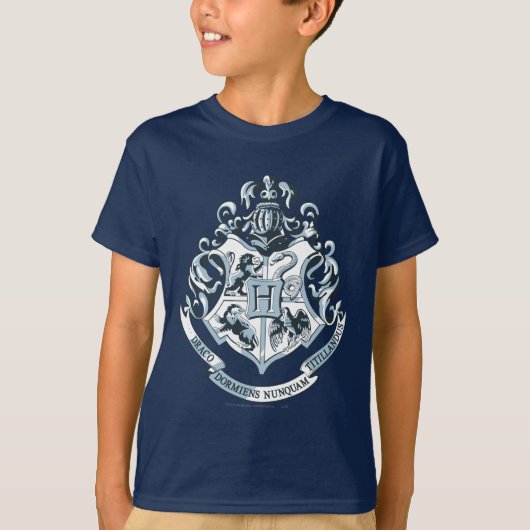 ハリー・ポッターシリーズ| Hogwartsの頂上-青 Tシャツ (正面)