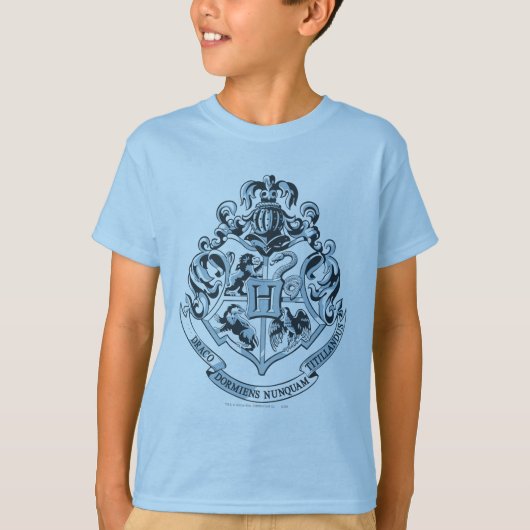 ハリー・ポッターシリーズ| Hogwartsの頂上-青 Tシャツ (正面)