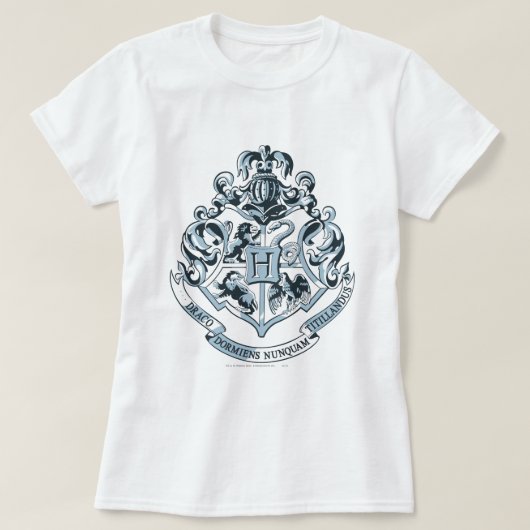 ハリー・ポッターシリーズ| Hogwartsの頂上-青 Tシャツ (デザイン正面)