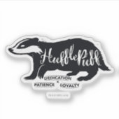 ハリー・ポッターシリーズ| HUFFLEPUFF™のシルエットのタイポグラフィ シール (正面)