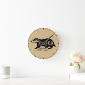 ハリー・ポッターシリーズ| HUFFLEPUFF™のシルエットのタイポグラフィ ラウンド壁時計 (ホーム)