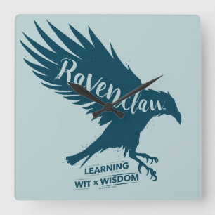ハリー・ポッターシリーズ  RAVENCLAW™のシルエットのタイポグラフィ スクエア壁時計