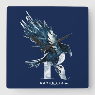 ハリー・ポッターシリーズ  RAVENCLAW™のワタリガラスの水彩画 スクエア壁時計