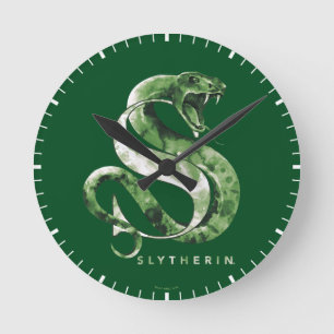 ハリー・ポッターシリーズ  SLYTHERIN™のヘビの水彩画 ラウンド壁時計