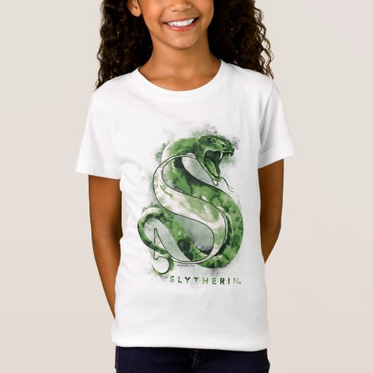 ハリー・ポッターシリーズ| SLYTHERIN™のヘビの水彩画 Tシャツ (正面)