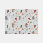 ハリー・ポッター・アニメのホグワーツ・パターン フリースブランケット (正面(横))