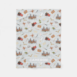 ハリー・ポッター・アニメのホグワーツ・パターン フリースブランケット