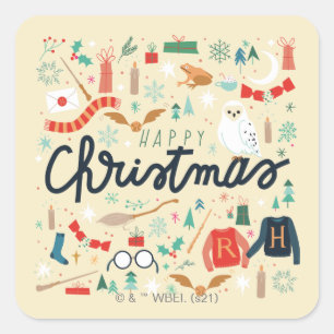 ハリー・ポッター クリスマスアイコン付きハッピークリスマス スクエアシール