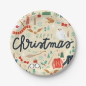 ハリー・ポッター |クリスマスアイコン付きハッピークリスマス ペーパープレート (正面)