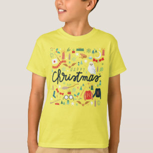 ハリー・ポッター  クリスマスアイコン付きハッピークリスマス Tシャツ