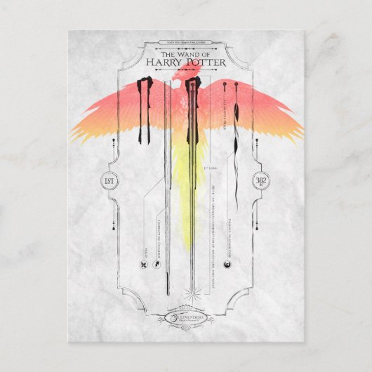 ハリー・ポッター・スペル |ハリーの杖インフォグラフィック ポストカード (正面)