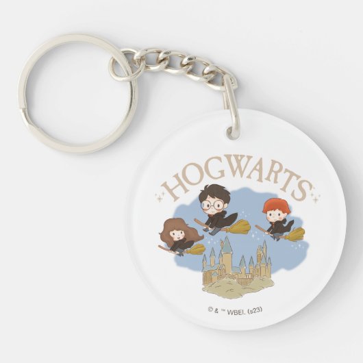 ハリー・ポッター™、ハーマイオニー、ロンがホグワーツを飛ぶ™ キーホルダー (正面)