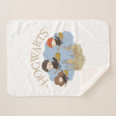 ハリー・ポッター™、ハーマイオニー、ロンがホグワーツを飛ぶ™ シェルパブランケット (正面(横))