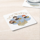 ハリー・ポッター™、ハーマイオニー、ロンがホグワーツを飛ぶ™ スクエアペーパーコースター (アングル)