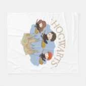 ハリー・ポッター™、ハーマイオニー、ロンがホグワーツを飛ぶ™ フリースブランケット (正面(横))