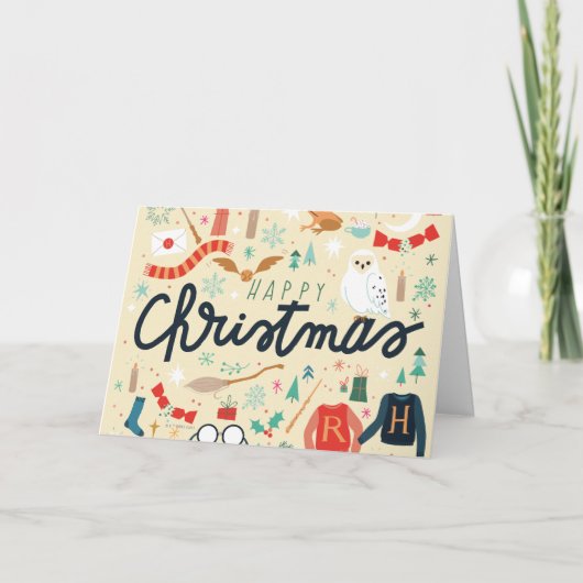 ハリー・ポッター | フェスティブ・アイコンと一緒にハッピー・クリスマス シーズンカード (正面)