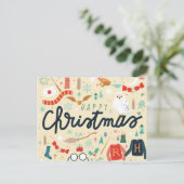 ハリー・ポッター | フェスティブ アイコンと一緒に楽しいクリスマス シーズンポストカード (スタンド正面)