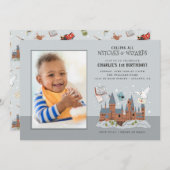 ハリー・ポッター | ホグワーツ城 1歳の誕生日写真 招待状 (正面/裏面)