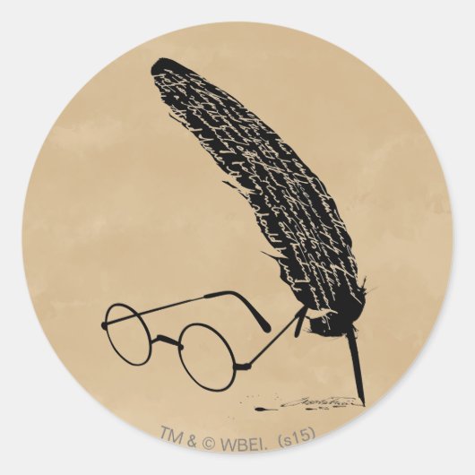 ハリー・ポッター |メガネとクイル ラウンドシール (正面)