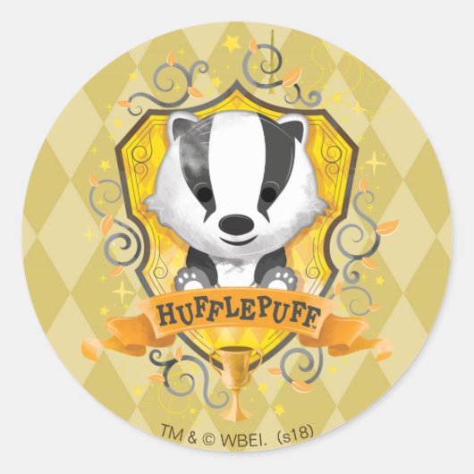 ハリー・ポッター | 魅力的 HUFFLEPUFF™ Crest ラウンドシール (正面)