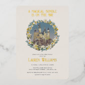 ハリー・ポッター |魔法のホグワーツ城の赤ちゃんシャワー 箔招待状 (正面)