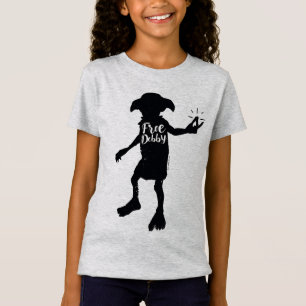 ハリー・ポッター   "Free Dobby"シルエットタイポグラフィ Tシャツ