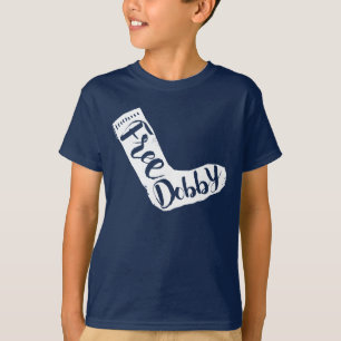 ハリー・ポッター   "Free Dobby"ソックスタイポグラフィ Tシャツ